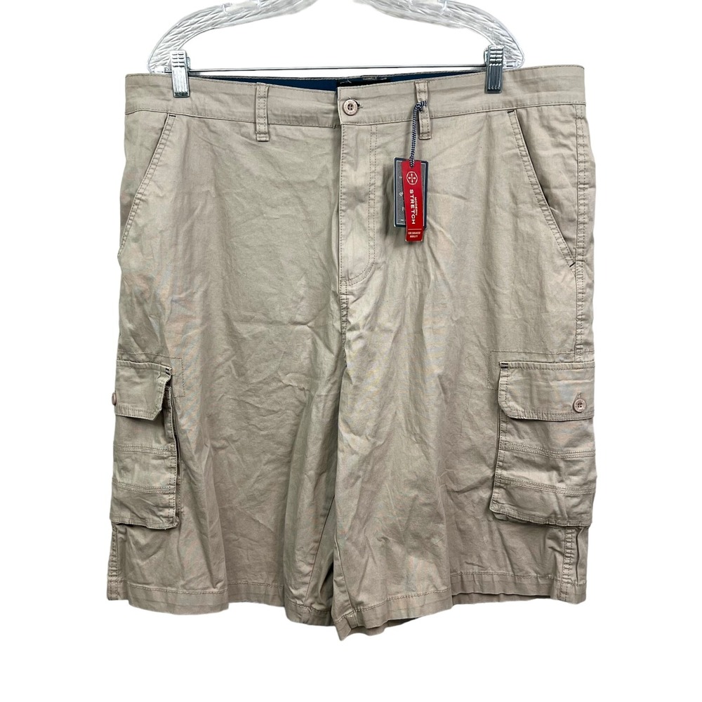 Beverly Hills Polo Club Men Cargo Shorts Khaki Straight Fit Flap Pocket Size 40*